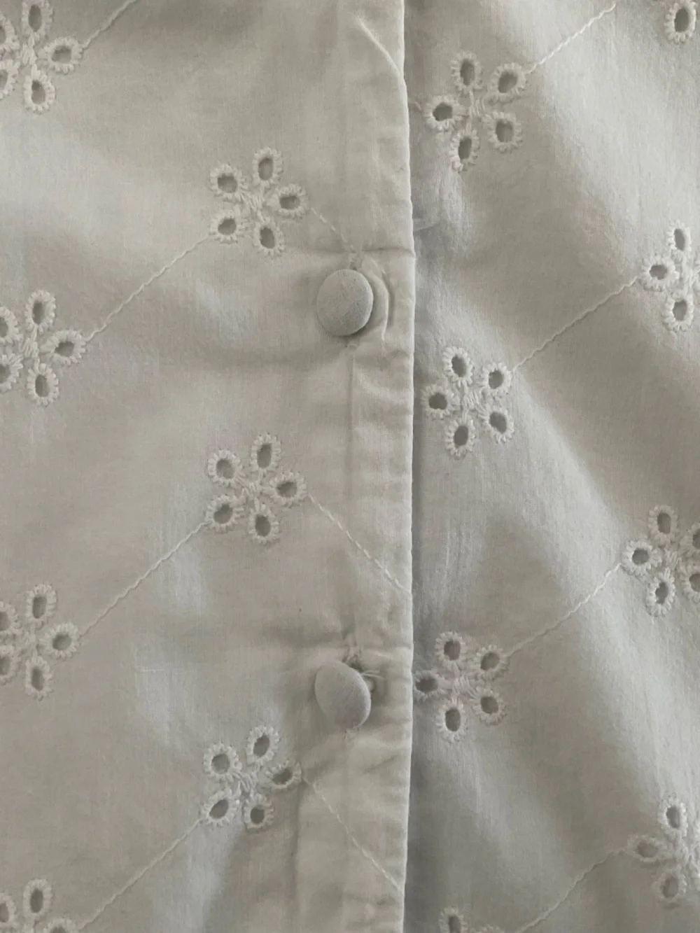J.Crew Eyelet Blouse XL White Button Front Cottagecore Coastal Grandma Boho
